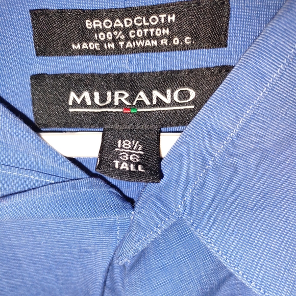 Murano Dress Shirt Mens Size 18 1/2 38 Tall Long Sleeve Button Down Shiny Look - Picture 3 of 3
